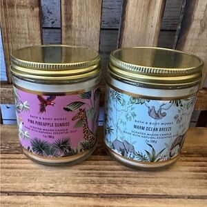Bath & Bath Works Warm Ocean Breeze/Pink Pineapple Sunrise Single Wick Candle x2